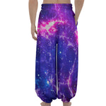 Dark Purple Universe Galaxy Space Print Lantern Pants