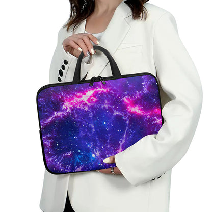 Dark Purple Universe Galaxy Space Print Laptop Sleeve With Handle