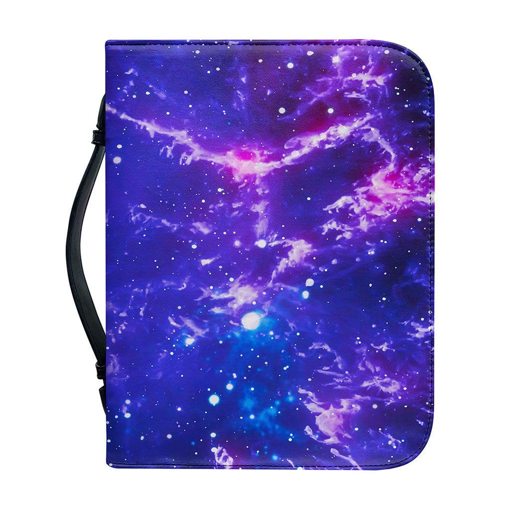 Dark Purple Universe Galaxy Space Print Leather Bible Cover