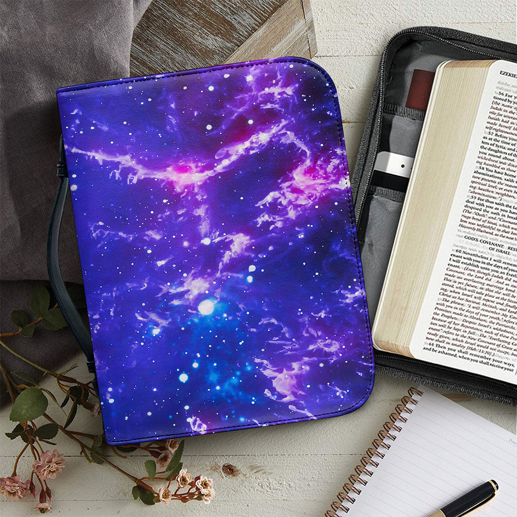 Dark Purple Universe Galaxy Space Print Leather Bible Cover