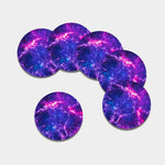 Dark Purple Universe Galaxy Space Print Leather Coaster Set