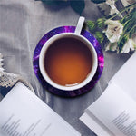 Dark Purple Universe Galaxy Space Print Leather Coaster Set