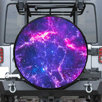 Dark Purple Universe Galaxy Space Print Leather Spare Tire Cover