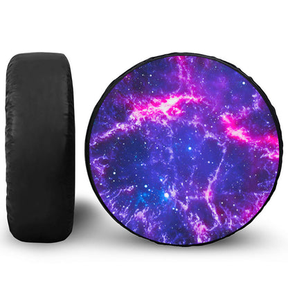 Dark Purple Universe Galaxy Space Print Leather Spare Tire Cover