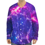 Dark Purple Universe Galaxy Space Print Long Sleeve Baseball Jersey