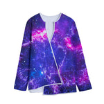 Dark Purple Universe Galaxy Space Print Long Sleeve Short Coat