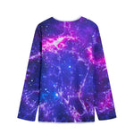 Dark Purple Universe Galaxy Space Print Long Sleeve Short Coat