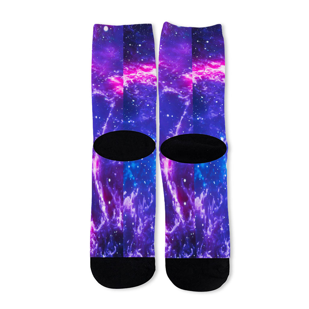 Dark Purple Universe Galaxy Space Print Long Socks
