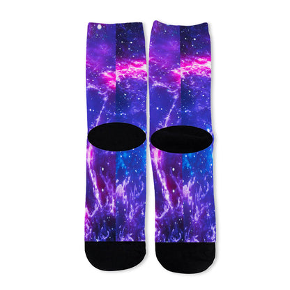 Dark Purple Universe Galaxy Space Print Long Socks