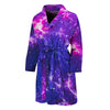 Dark Purple Universe Galaxy Space Print Men's Bathrobe