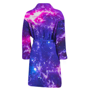 Dark Purple Universe Galaxy Space Print Men's Bathrobe