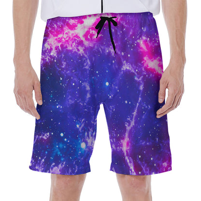 Dark Purple Universe Galaxy Space Print Men's Beach Shorts