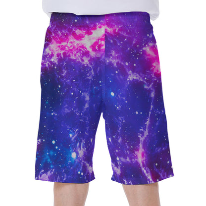Dark Purple Universe Galaxy Space Print Men's Beach Shorts
