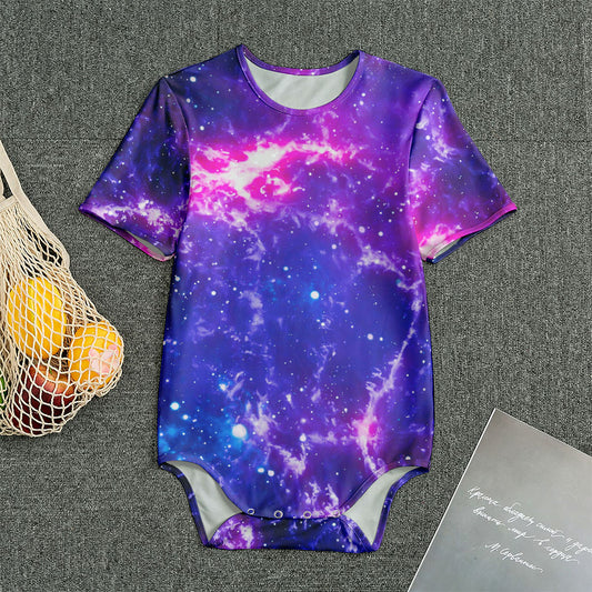 Dark Purple Universe Galaxy Space Print Men's Bodysuit