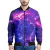 Dark Purple Universe Galaxy Space Print Men's Bomber Jacket