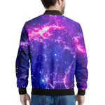 Dark Purple Universe Galaxy Space Print Men's Bomber Jacket