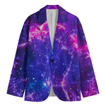 Dark Purple Universe Galaxy Space Print Men's Cotton Blazer