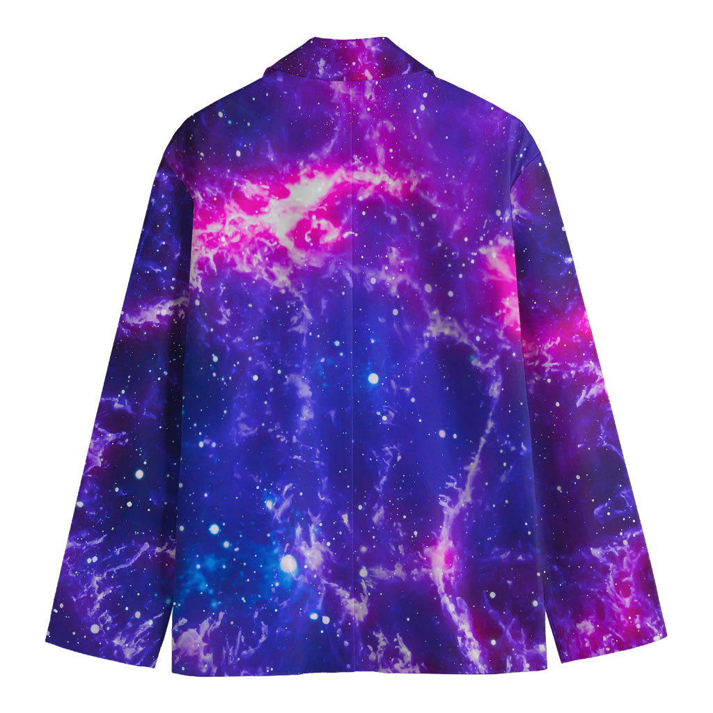 Dark Purple Universe Galaxy Space Print Men's Cotton Blazer