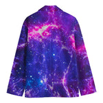 Dark Purple Universe Galaxy Space Print Men's Cotton Blazer