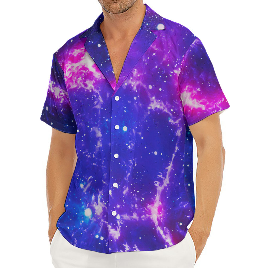 Dark Purple Universe Galaxy Space Print Men's Deep V-Neck Shirt