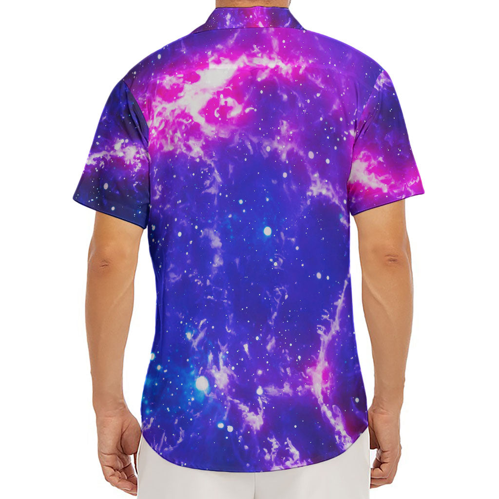 Dark Purple Universe Galaxy Space Print Men's Deep V-Neck Shirt