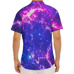Dark Purple Universe Galaxy Space Print Men's Deep V-Neck Shirt