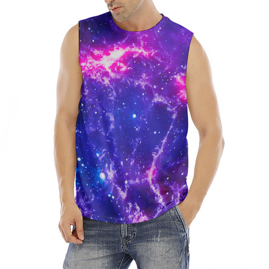 Dark Purple Universe Galaxy Space Print Men's Fitness Tank Top