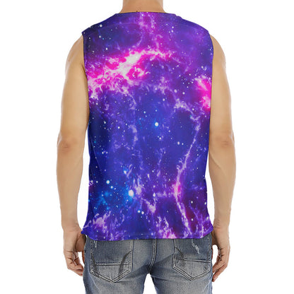 Dark Purple Universe Galaxy Space Print Men's Fitness Tank Top