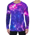 Dark Purple Universe Galaxy Space Print Men's Long Sleeve T-Shirt