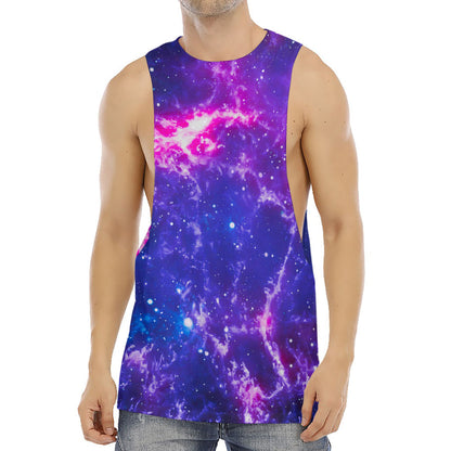 Dark Purple Universe Galaxy Space Print Men's Muscle Tank Top