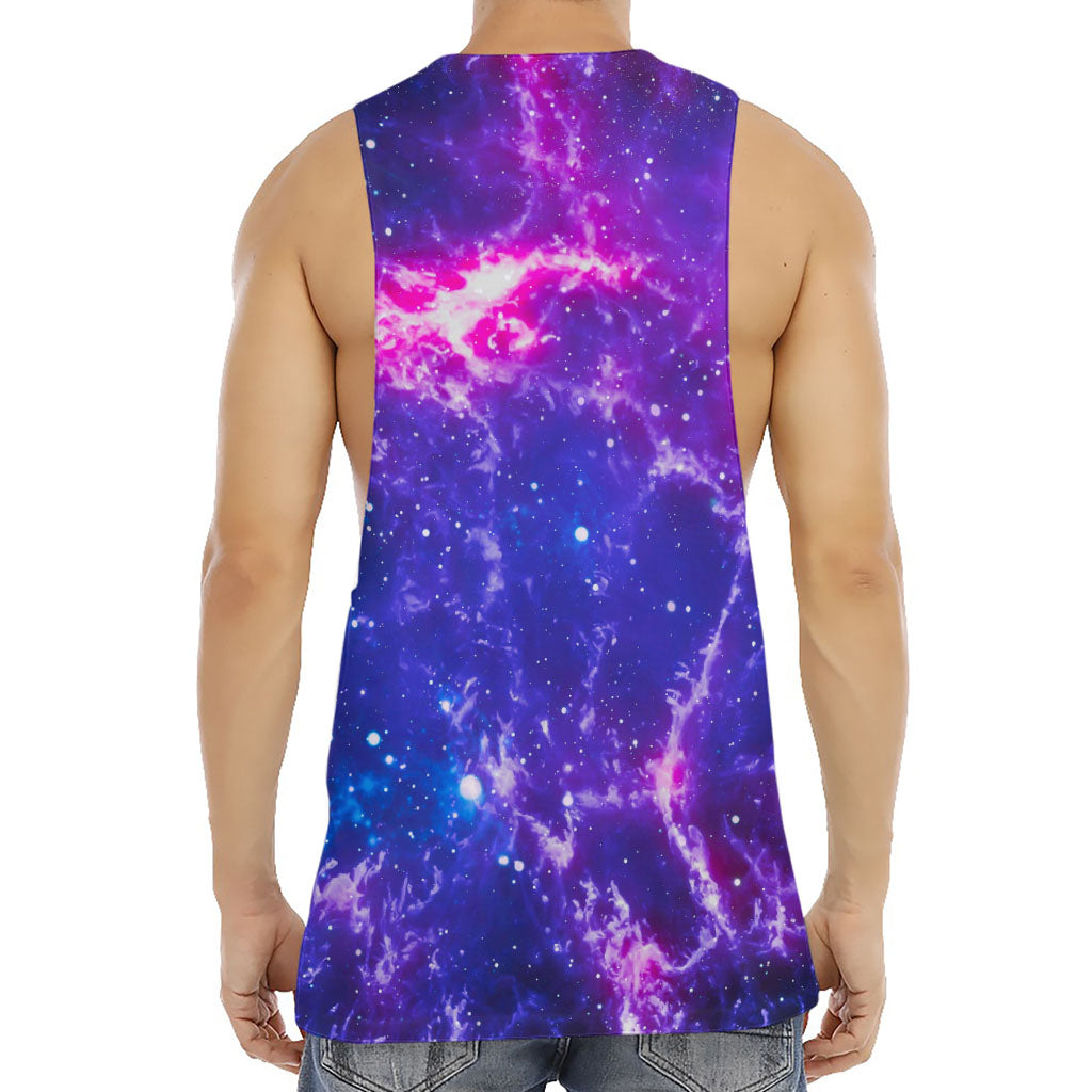 Dark Purple Universe Galaxy Space Print Men's Muscle Tank Top