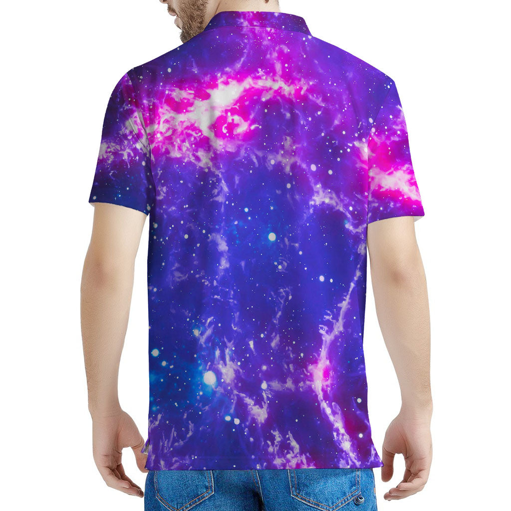 Dark Purple Universe Galaxy Space Print Men's Polo Shirt