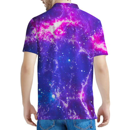 Dark Purple Universe Galaxy Space Print Men's Polo Shirt