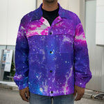 Dark Purple Universe Galaxy Space Print Men's Shirt Jacket