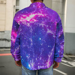 Dark Purple Universe Galaxy Space Print Men's Shirt Jacket
