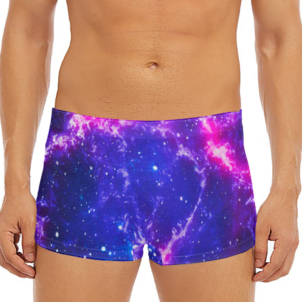 Dark Purple Universe Galaxy Space Print Men's Short Boxer Briefs