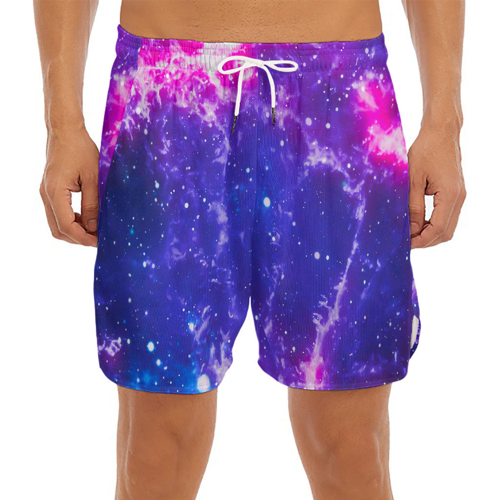 Dark Purple Universe Galaxy Space Print Men's Split Running Shorts