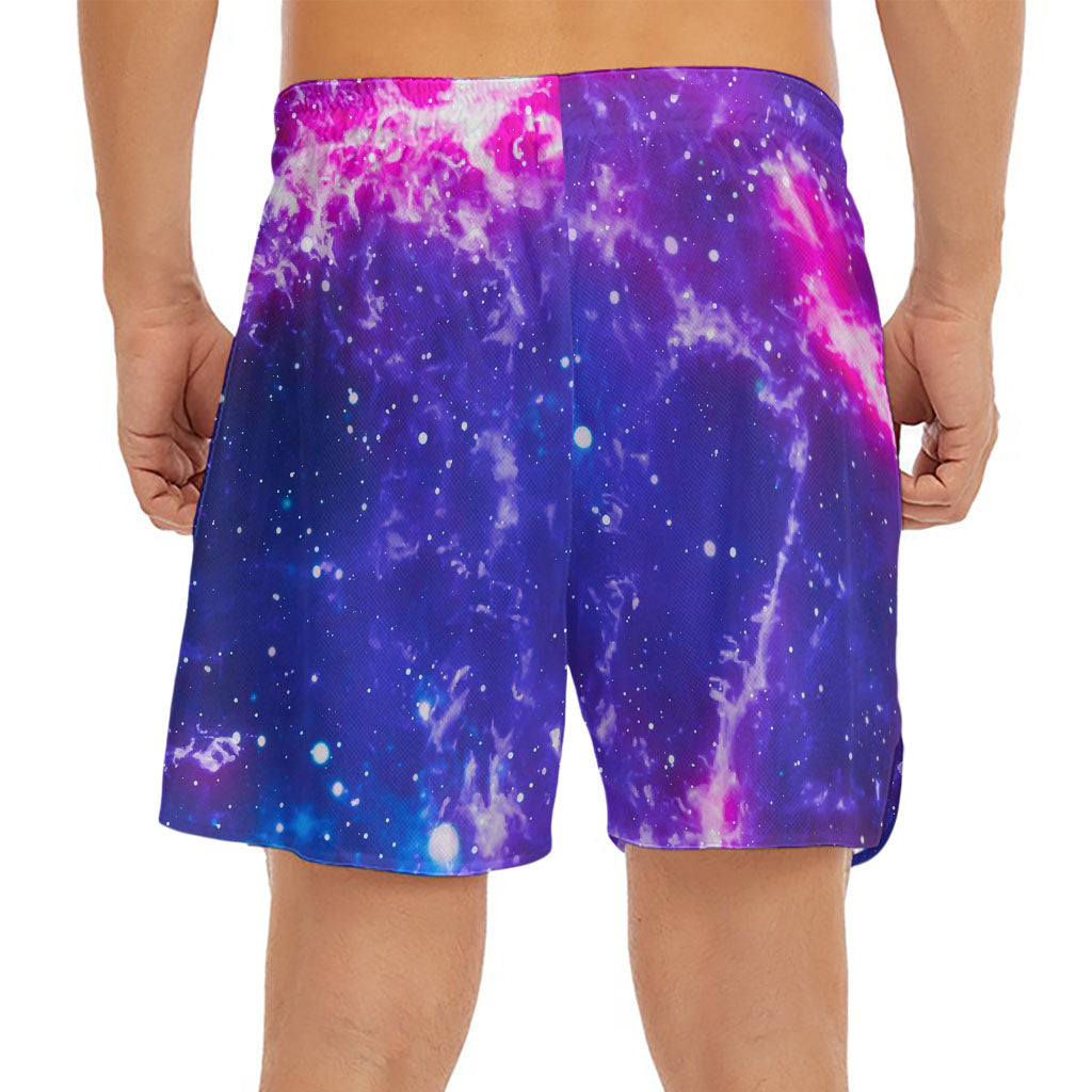 Dark Purple Universe Galaxy Space Print Men's Split Running Shorts