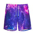 Dark Purple Universe Galaxy Space Print Men's Athletic Shorts