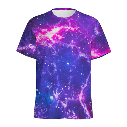 Dark Purple Universe Galaxy Space Print Men's Sports T-Shirt