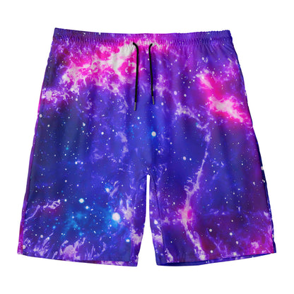 Dark Purple Universe Galaxy Space Print Men's Swim Trunks