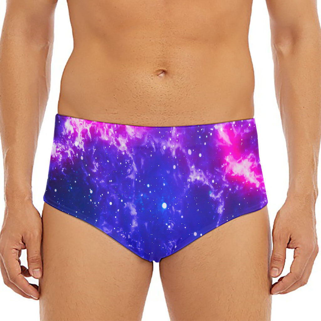 Dark Purple Universe Galaxy Space Print Men's Triangle Swim Briefs