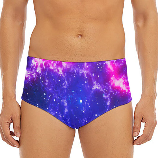Dark Purple Universe Galaxy Space Print Men's Triangle Swim Briefs