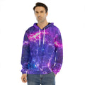 Dark Purple Universe Galaxy Space Print Men's Velvet Pullover Hoodie