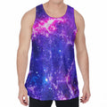 Dark Purple Universe Galaxy Space Print Men's Velvet Tank Top