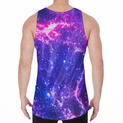 Dark Purple Universe Galaxy Space Print Men's Velvet Tank Top