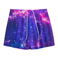 Dark Purple Universe Galaxy Space Print Mesh Shorts