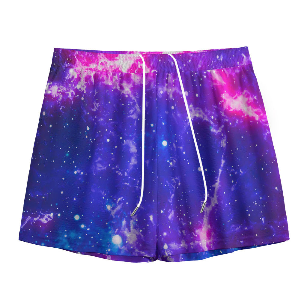Dark Purple Universe Galaxy Space Print Mesh Shorts