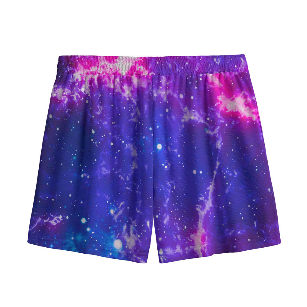 Dark Purple Universe Galaxy Space Print Mesh Shorts
