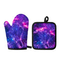 Dark Purple Universe Galaxy Space Print Oven Mitt And Pot Holder Set